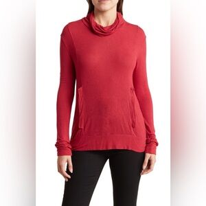 Go Couture Vibrant Red Cowl Neck Sweater